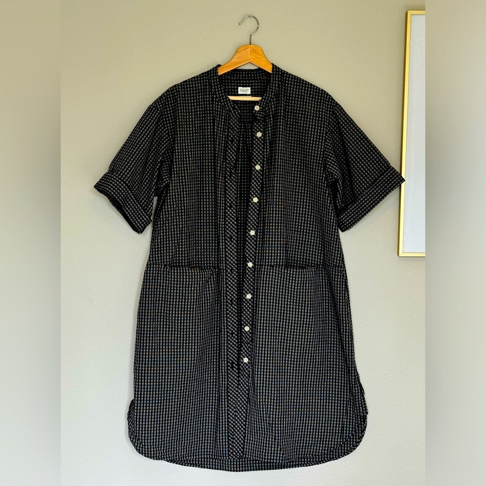 Stack check cotton shirt dress